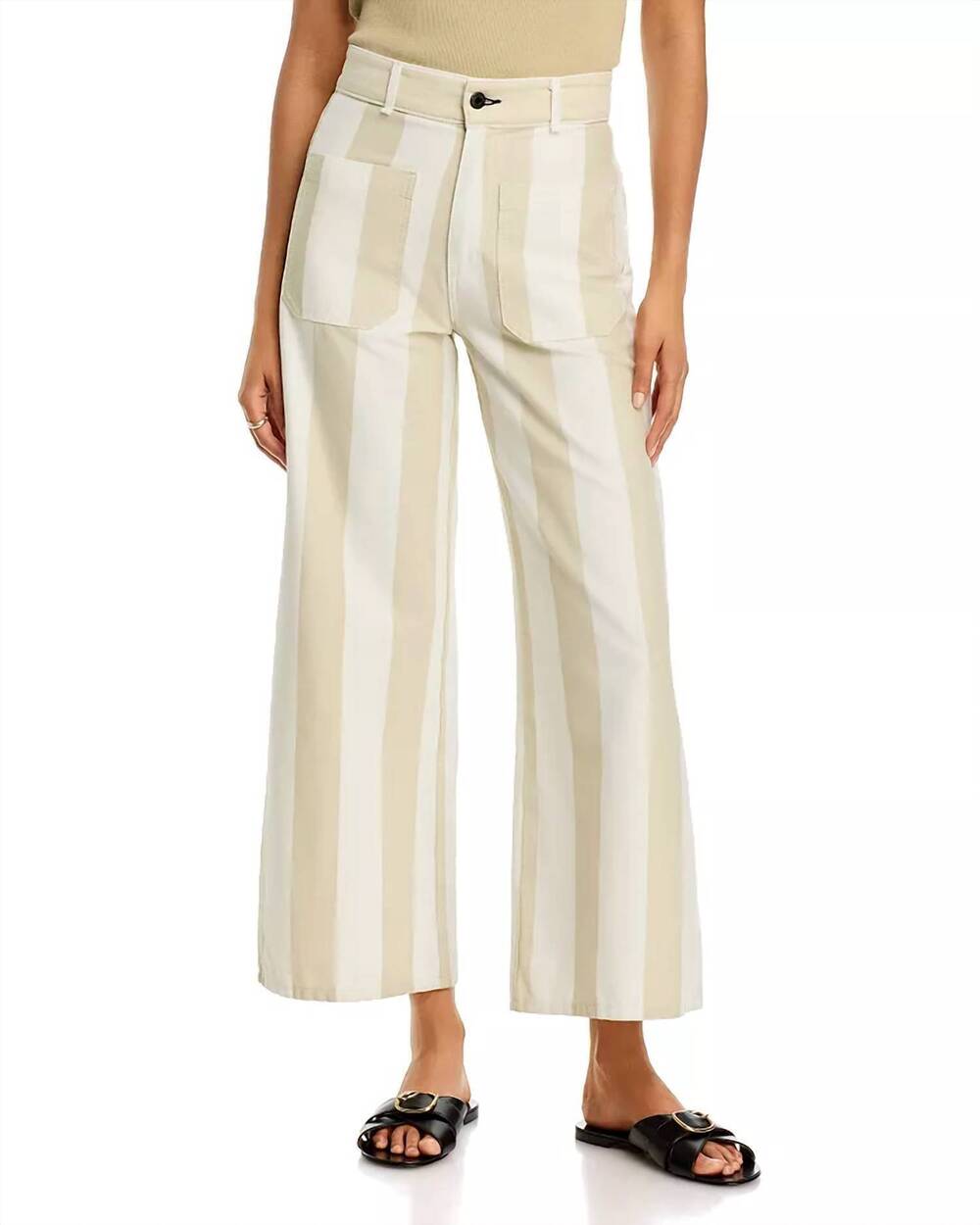 NEW ASKK NY cropped sailor jean in sand stripe
